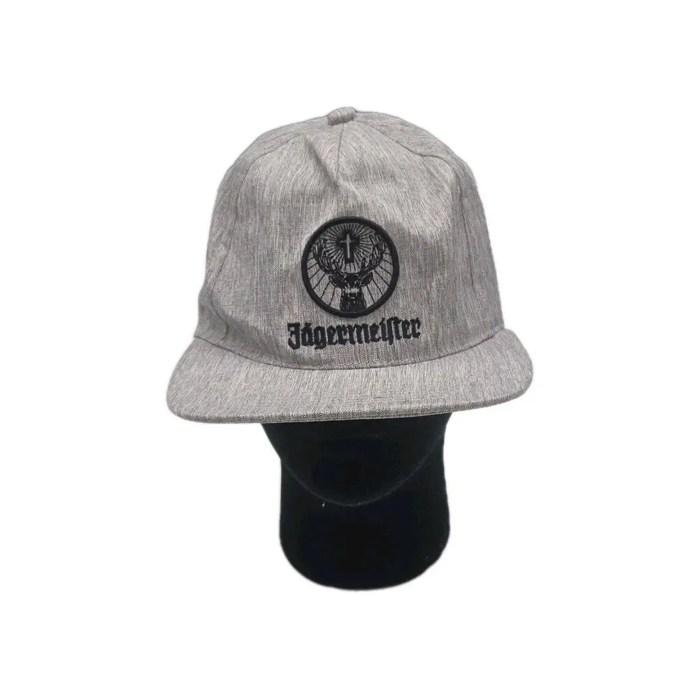 Jagermeister Embroidered Deer Logo Hat Snapback Baseball Cap Gray Black One Size